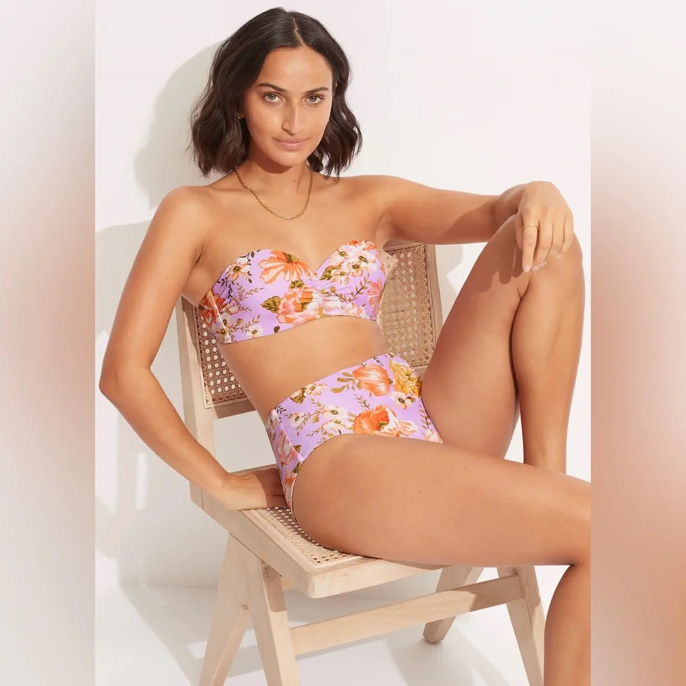 Seafolly Paradise Garden Bustier Bandeau - Lilac
